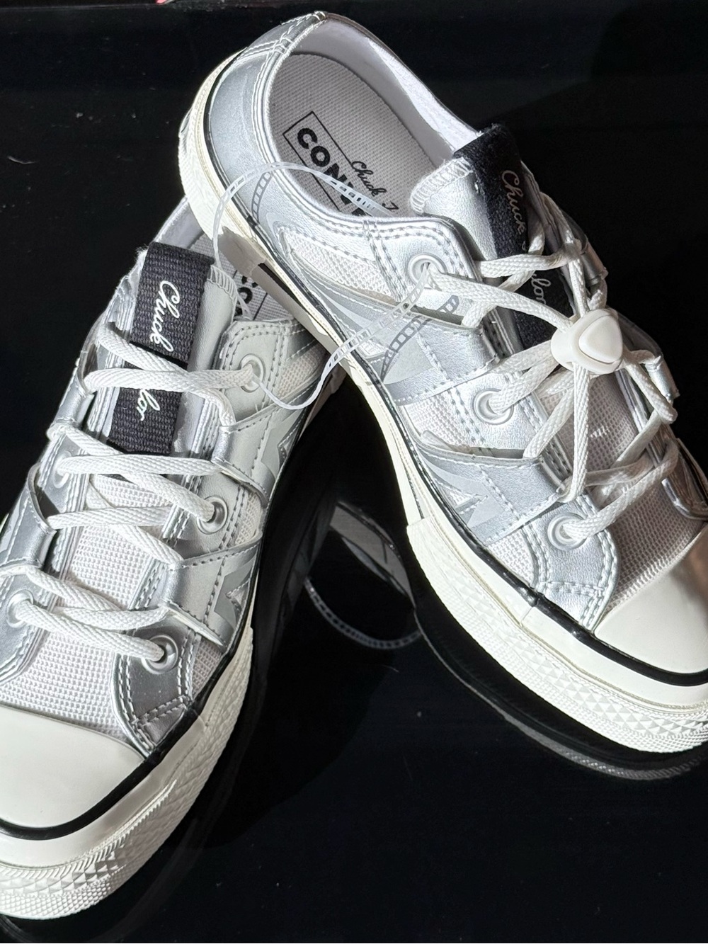 Converse Chuck 70 Low "Metallic Pack" Silver White Sneakers - Style A15188 6.5 - Picture 7 of 16